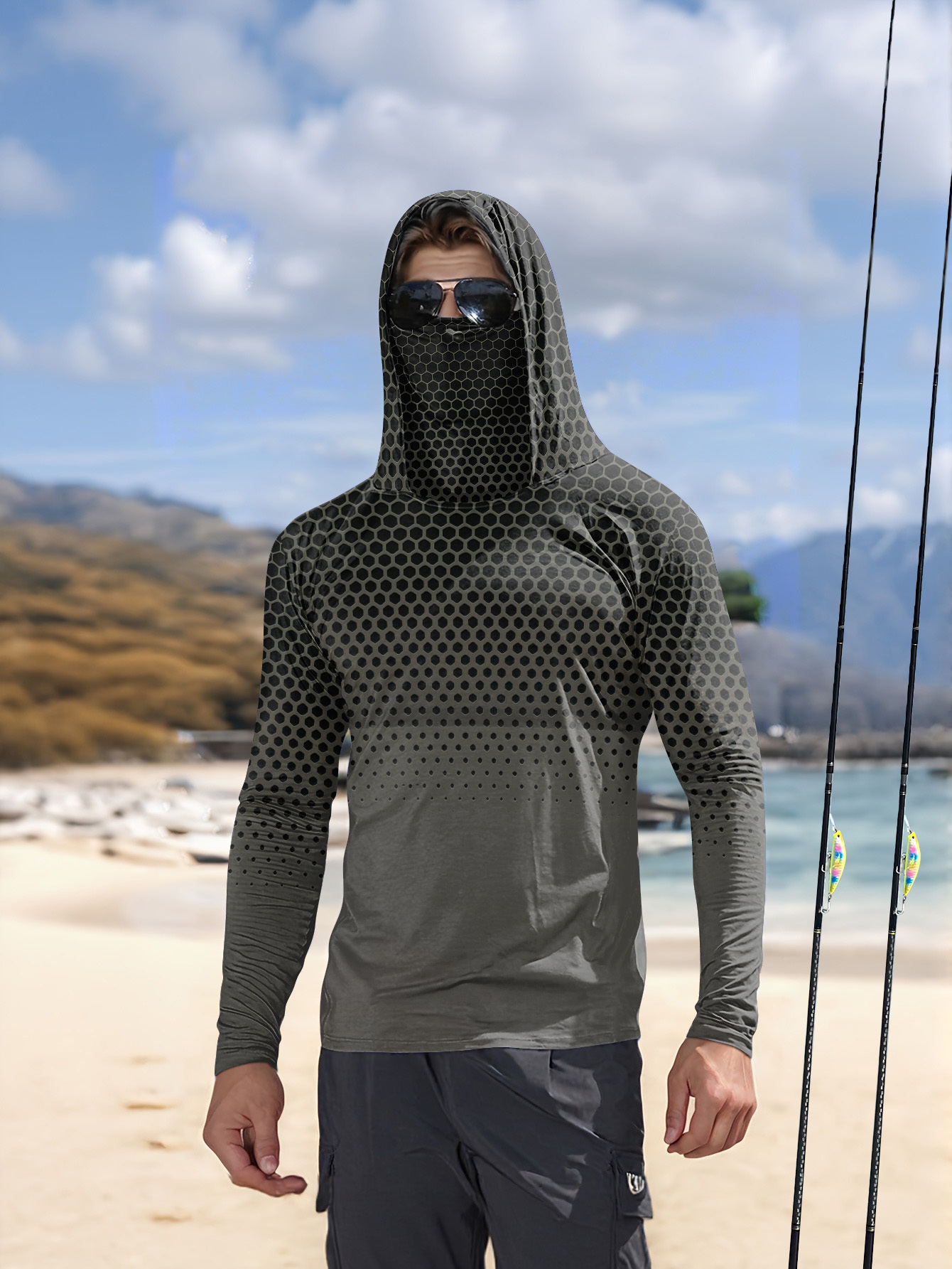 Summer Outdoor Clothing - 남성용 여름 UPF50+ 낚시 후드티 (페이스
