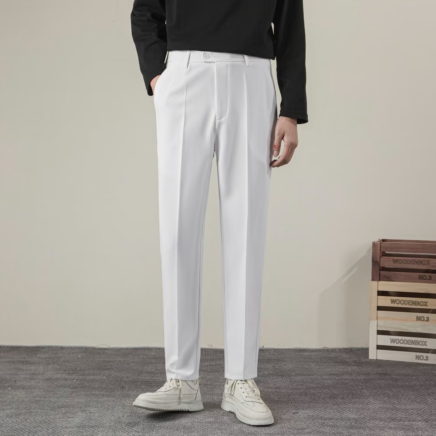 Summer Clothing Brands Men - 남성용 단색 스트레이트 캐주얼 바지, 클래식