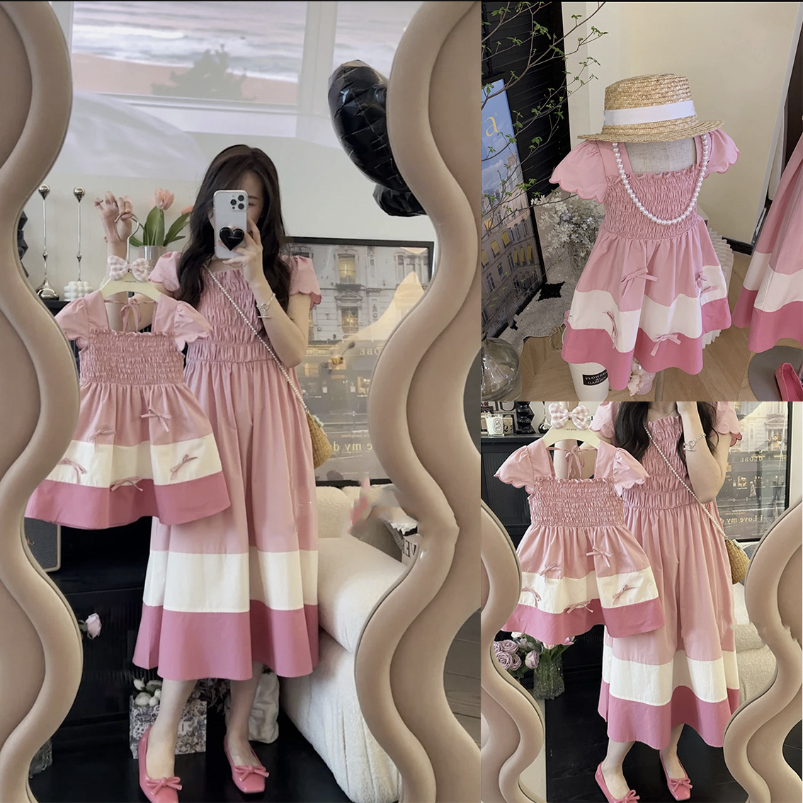 여성용 엄마와 딸 매칭 스모크 원피스, 휴일 어머니 아 - Summer Clothing Holiday 리뷰 및 가격