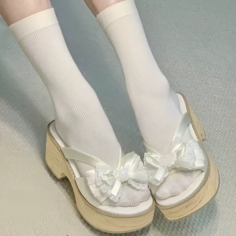 스윗 보우 우드 그레인 두꺼운 바닥 플랫폼 슬리퍼 여성 - Summer Clothing Sale 리뷰 및 가격